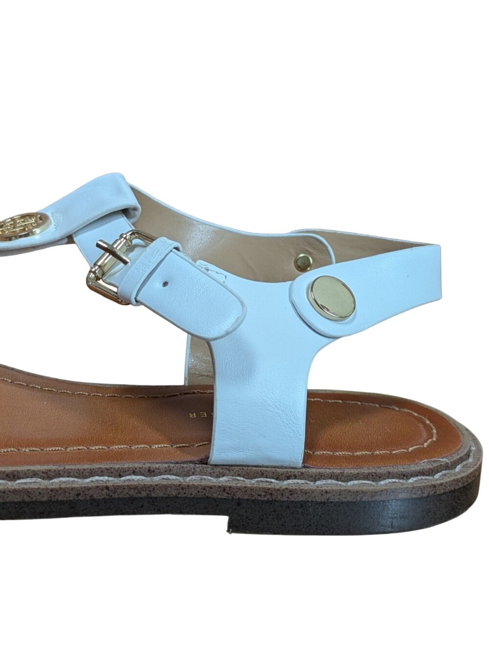 Tommy Hilfiger Bennia White Flat Thong Sandal Size 8.5 - Picture 3 of 11